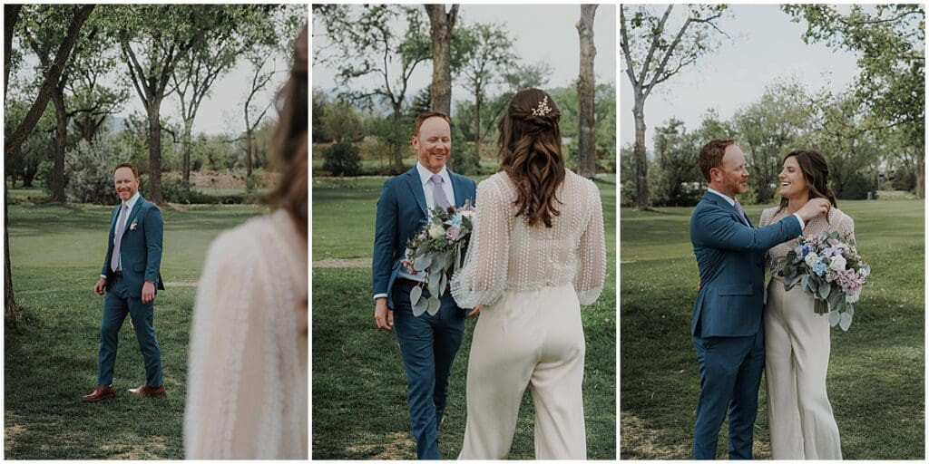 first look at boulder wedding reception at Ironwood Bar & Grille