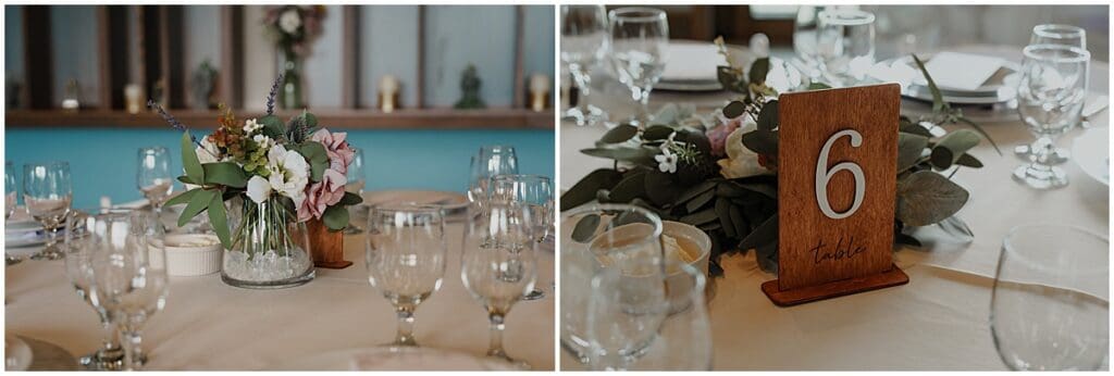Wedding table decor at Ironwood Bar and grille wedding reception