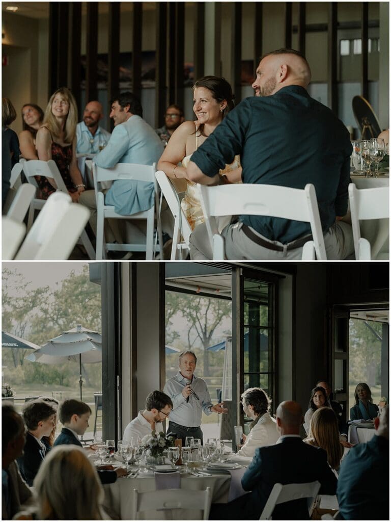 Guests looking at speeches