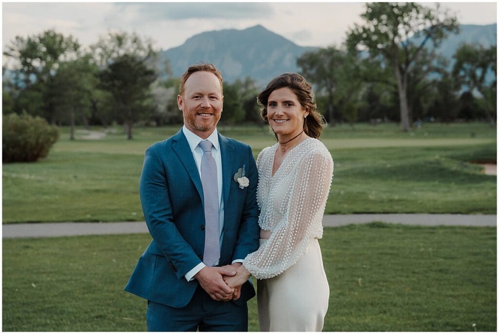 bride and groom portraits at Boulder wedding reception