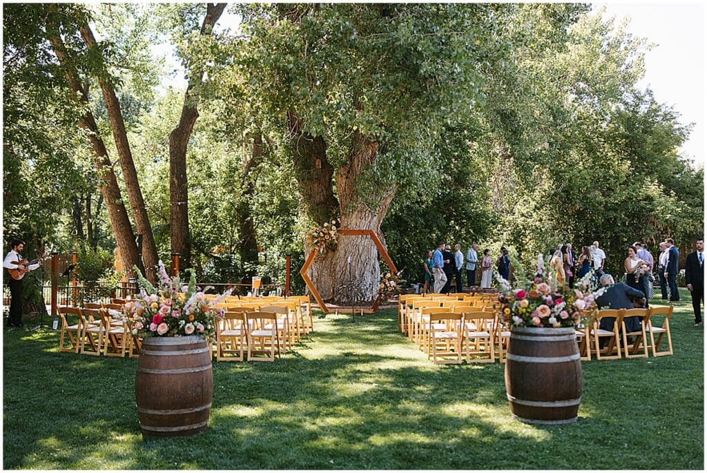 wedding ceremony set up at Lyons Farmette